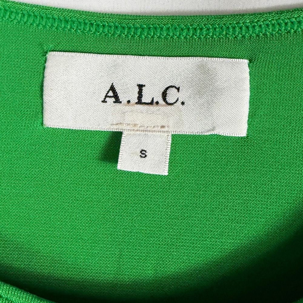 A.L.C. Adeline Maxi Dress Green Ruched Long Sleeve Asymmetrical Women Size S - Picture 9 of 14
